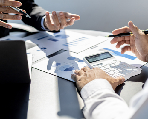 Two businessmen sitting in meeting