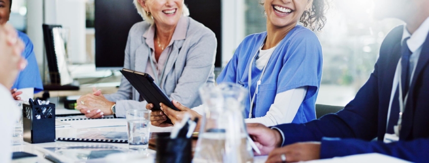 Medical people talking in meetingd