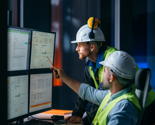 Group of operators control process on product line